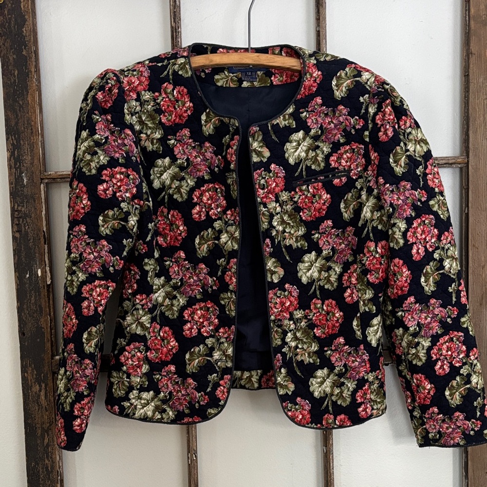 Vintage Herman Geist quilted floral jacket